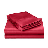 DreamZ Silk Satin Quilt Duvet Cover Set in King Size in Burgundy Colour