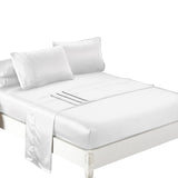 DreamZ Ultra Soft Silky Satin Bed Sheet Set in Queen Size in White Colour