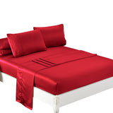 DreamZ Ultra Soft Silky Satin Bed Sheet Set in Queen Size in Burgundy Colour