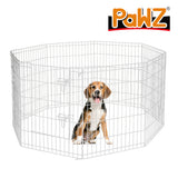 PaWz Pet Dog Playpen Puppy Exercise 8 Panel Enclosure Fence Silver With Door 42"
