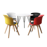 Office Meeting Table Chair Set 4 PU Leather Seat Dining Tables Chair Round Desk Type 2