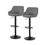 2x Bar Stools Stool Kitchen Chairs Swivel PU Barstools Industrial Vintage Grey