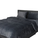Luxury Flannel Quilt Cover with Pillowcase Dark Grey Queen