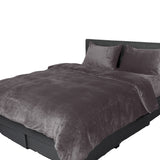 Luxury Flannel Quilt Cover with Pillowcase Silver Grey Super King