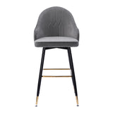 2x Bar Stools Stool Kitchen Chairs Swivel Velvet Barstools Vintage Grey