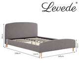 Levede Bed Frame Double Size Wooden Platform Linen Fabric Base Bedhead Headboard
