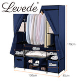 Levede Portable Wardrobes Shoe Rack Clothes Cabinet Closet Storage Navy Blue
