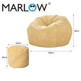 Marlow Bean Bag Chair Cover Home Game Seat Lazy Sofa Cover Large With Foot Stool