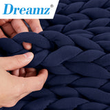 Dreamz Knitted Weighted Blanket Chunky Bulky Knit Throw Blanket 3KG Navy Blue