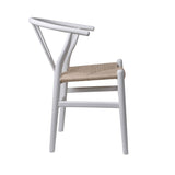 Set of 2 Dining Chairs Rattan Seat Side Chair Kitchen Wood Furniture White