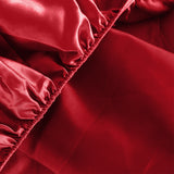 DreamZ Ultra Soft Silky Satin Bed Sheet Set in Queen Size in Burgundy Colour