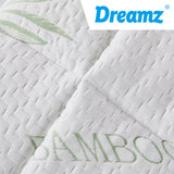 Dreamz Bamboo Pillowtop Mattress Topper Protector Waterproof Cool Cover Single