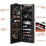Mirror Jewellery Cabinet Makeup Storage Ear Ring Necklace Box Organiser with LED