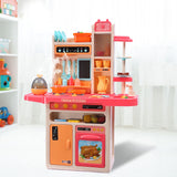 65 Pcs Kids Kitchen Play Set Pretend Cooking Toy Children Cookware Utensils Pink
