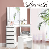 Levede Dressing Table Stool Mirror Jewellery Organiser Makeup Cabinet 5 Drawers White