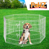 PaWz Pet Dog Playpen Puppy Exercise 8 Panel Enclosure Fence Silver With Door 42"