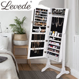 Levede Dual Use Mirrored Jewellery Dressing Cabinet with LED Light in White