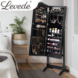 Levede Dual Use Mirrored Jewellery Dressing Cabinet with LED Light in Black