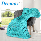 Dreamz Knitted Weighted Blanket Chunky Bulky Knit Throw Blanket 3KG Blue Green