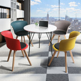 Office Meeting Table Chair Set 4 PU Leather Seat Dining Tables Chair Round Desk Type 3