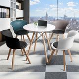 Office Meeting Table Chair Set 4 PU Leather Seat Dining Tables Chair Round Desk Type 4