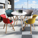 Office Meeting Table Chair Set 4 PU Leather Seat Dining Tables Chair Round Desk Type 6