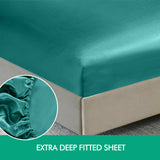 DreamZ Ultra Soft Silky Satin Bed Sheet Set in King Single Size in Teal Colour